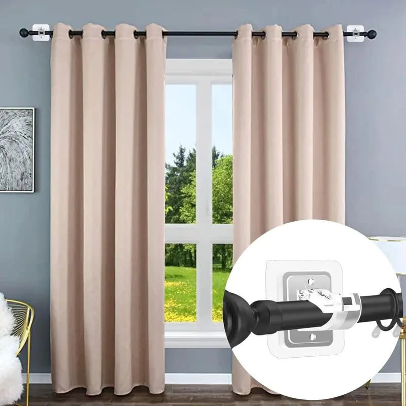 🚪8PCS Curtain Rod Brackets with Clips – Transparent Drapery Hooks