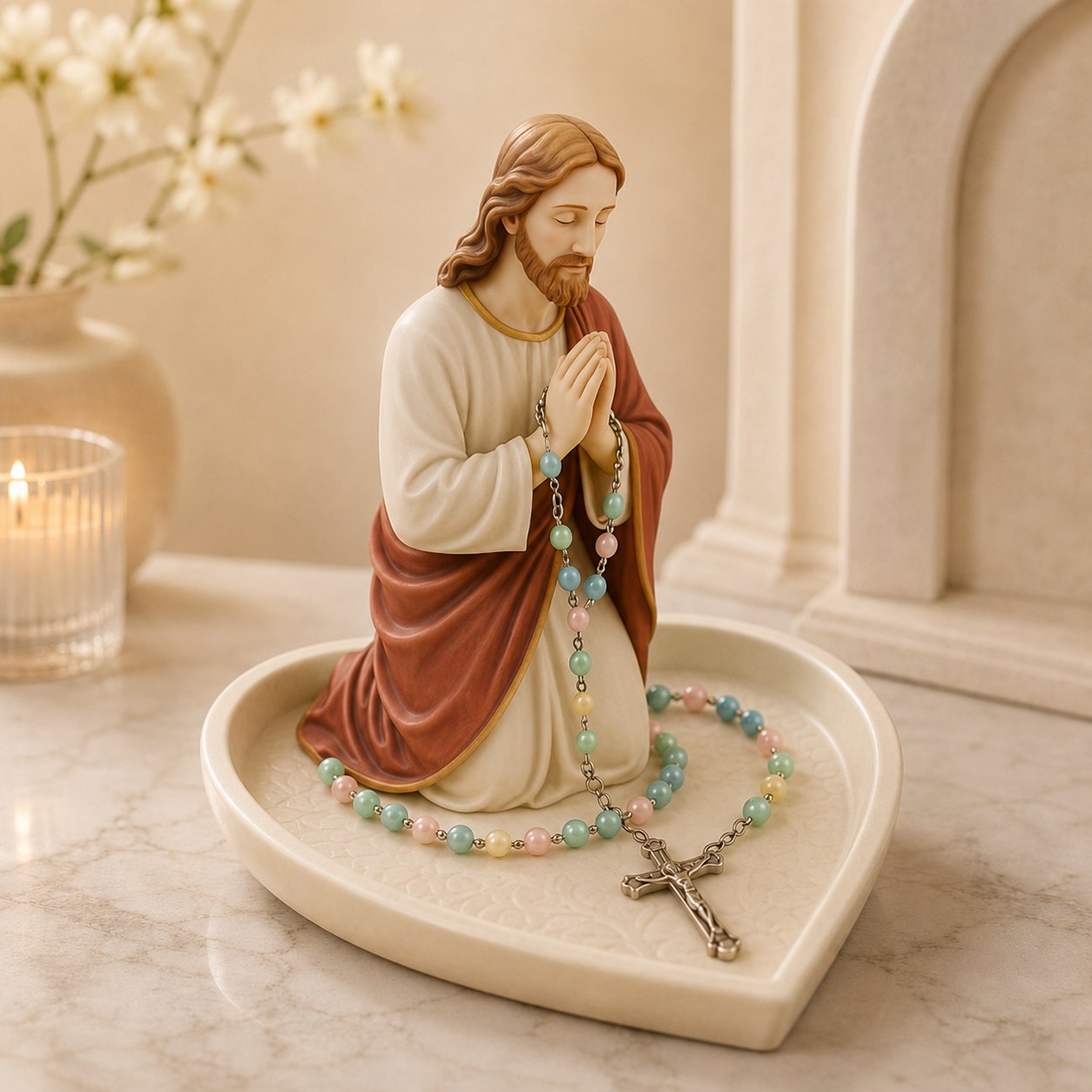 ✝️ Last Day 50% OFF - Graceful Faith Virgin Mary Ceramic Rosary Holder Keepsake Tray