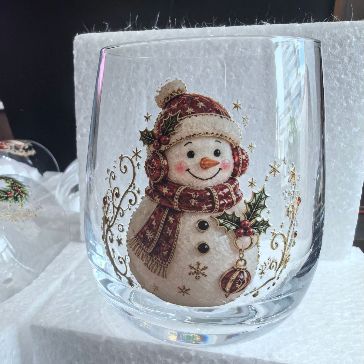 🎄✨ Christmas Glass Art Cup | Luxury Raised Holiday Glassware for Drinks, Decor & Christmas Gifts 🎁