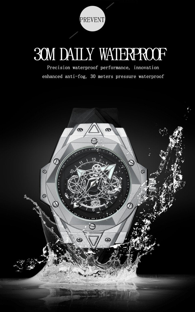 Men's watch without hands, black hole technology sense, luminous and waterproof