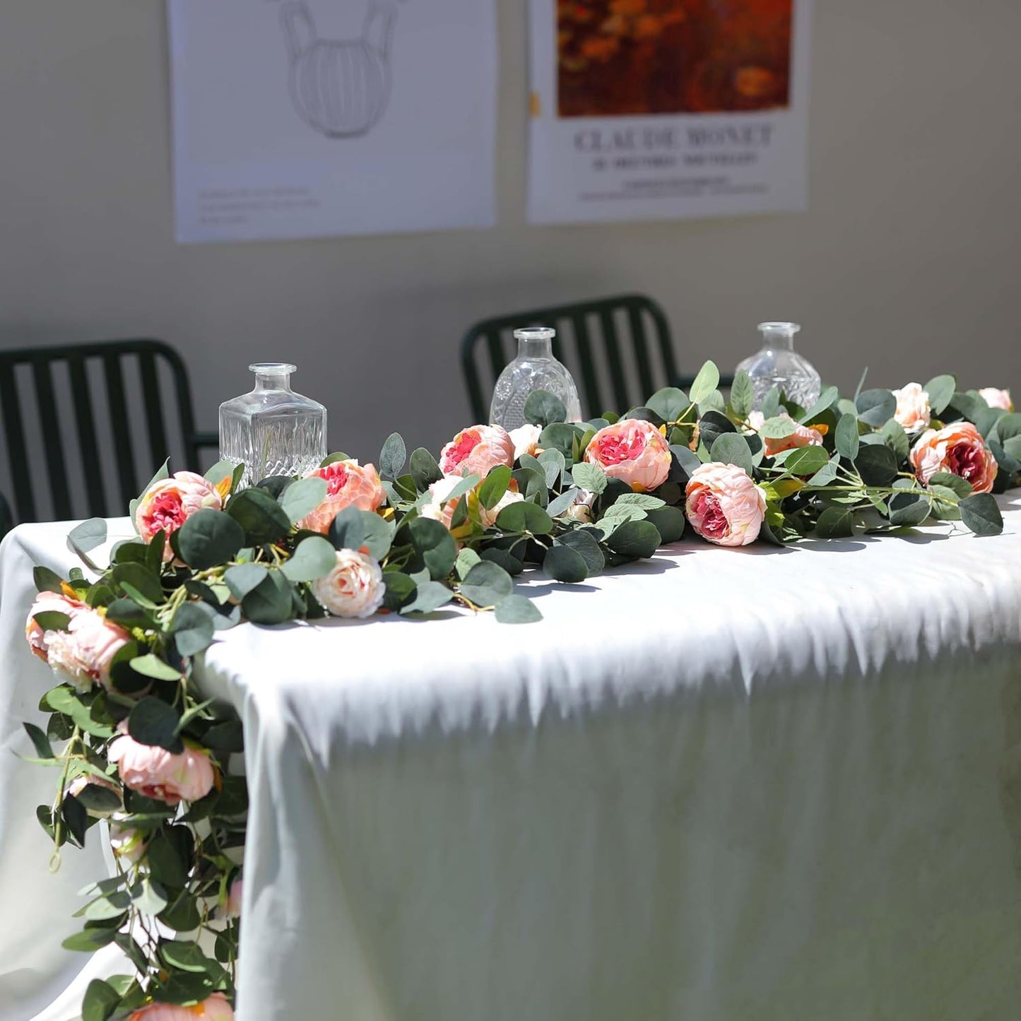 ✈️Free Shipping🌹Artificial Flowers Garland Spring Eucalyptus Garland Vintage Fake Flower Peony Rose Vine Greenery (2pcs)🦋