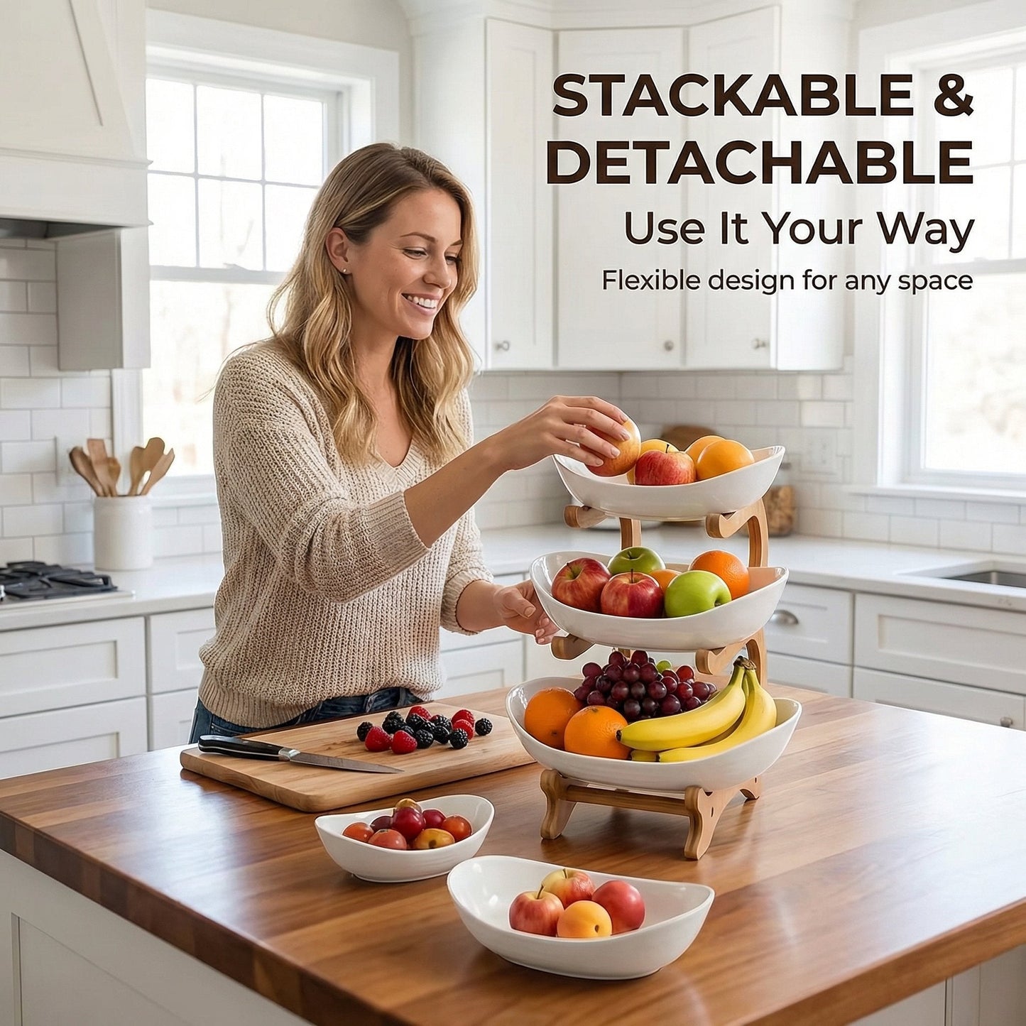 🔥Last Day 50% OFF🍓2-Tier / 3-Tier Fruit Basket, Countertop Fruit Bowl(Includes Stand
