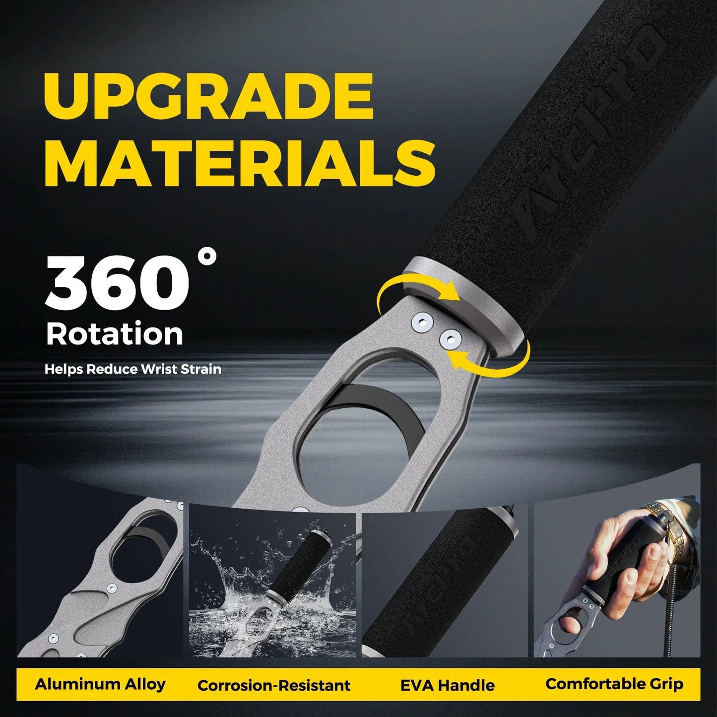 🎁Last Day Promotion 49% OFF🔥One-Hand Fish Lip Gripper with Digital Scale, 40lb Aluminum Grip Tool with Rotating Handle, EVA Grip