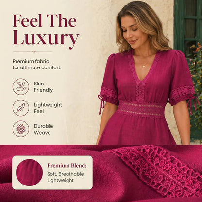 🔥LAST DAY 49% OFF - Women's V-Neck Lace Tiered Ruffle Dress