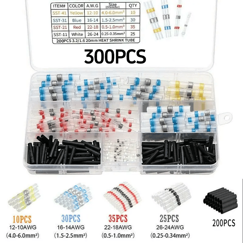 🔌 300PCS Waterproof Solder Wire Connectors – No Crimping, No Soldering, Just Heat 💧