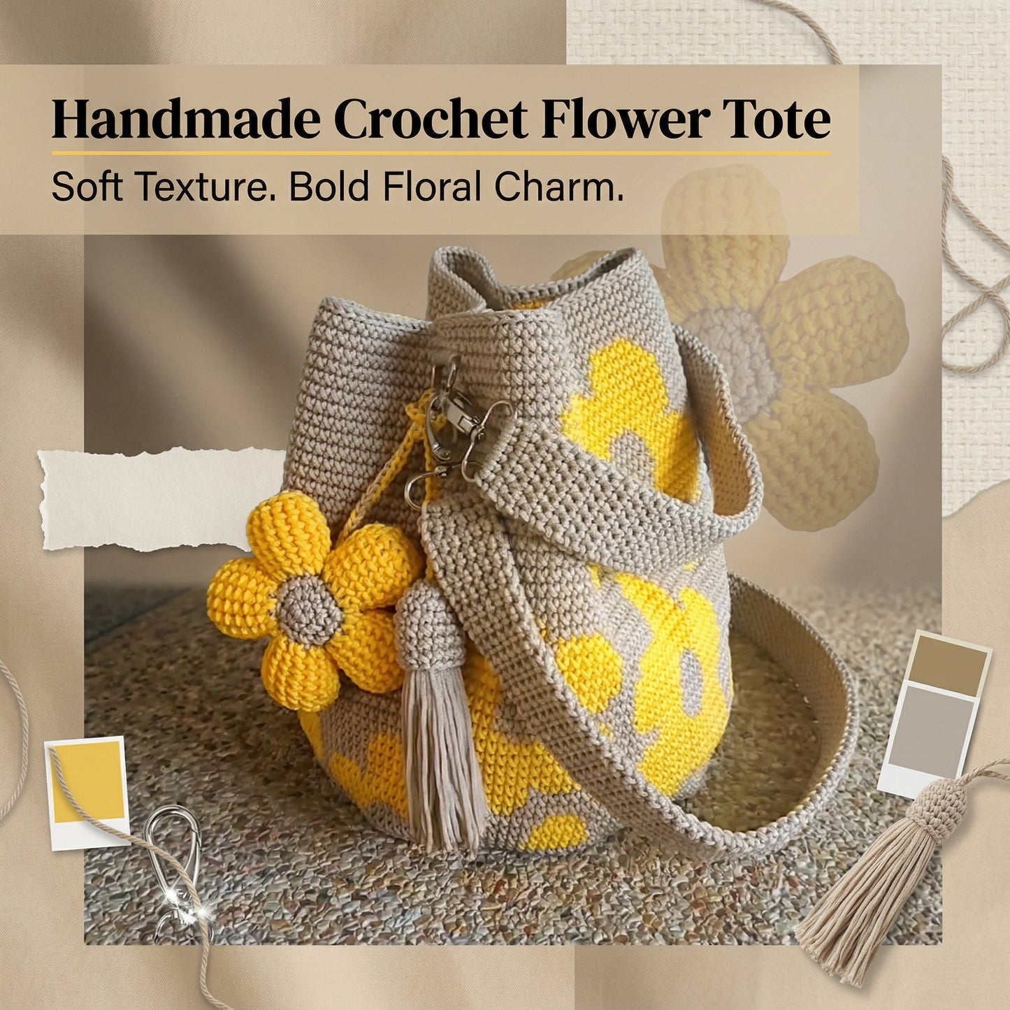 ✨Handmade Crochet Flower Tote 🌼