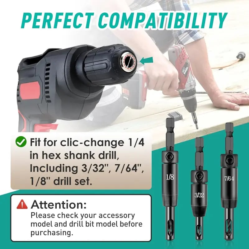 🛠️✨ 2026 Upgraded Self Centering Drill Bit Set (3PCS)