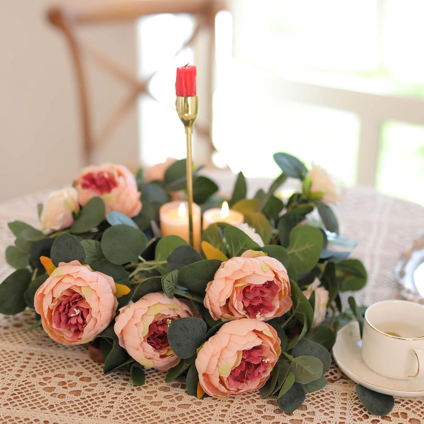 ✈️Free Shipping🌹Artificial Flowers Garland Spring Eucalyptus Garland Vintage Fake Flower Peony Rose Vine Greenery (2pcs)🦋