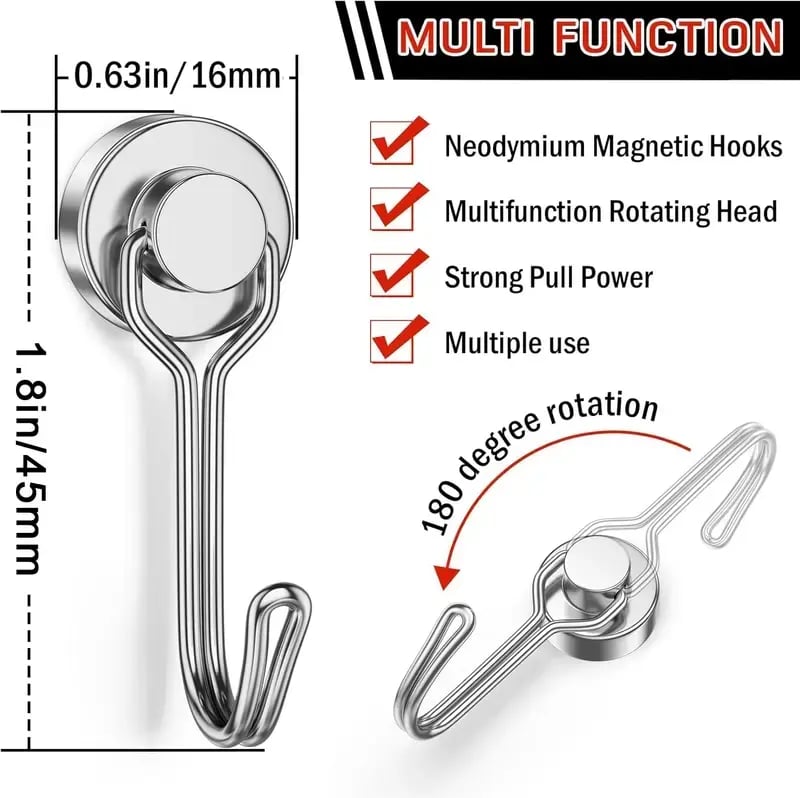 8/16 Pack Swivel Swing Magnetic Hooks 30LBS