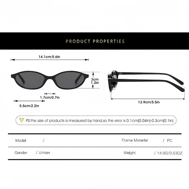 😎 Summer Trend Retro Oval Sunglasses 🕶️ 3 PCS Women's 90s Cat Eye Sunnies, Lightweight Narrow Shades with UV Protection, Vintage Rich Girl Trendy Eyewear