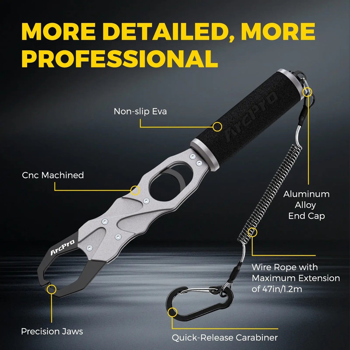 🎁Last Day Promotion 49% OFF🔥One-Hand Fish Lip Gripper with Digital Scale, 40lb Aluminum Grip Tool with Rotating Handle, EVA Grip