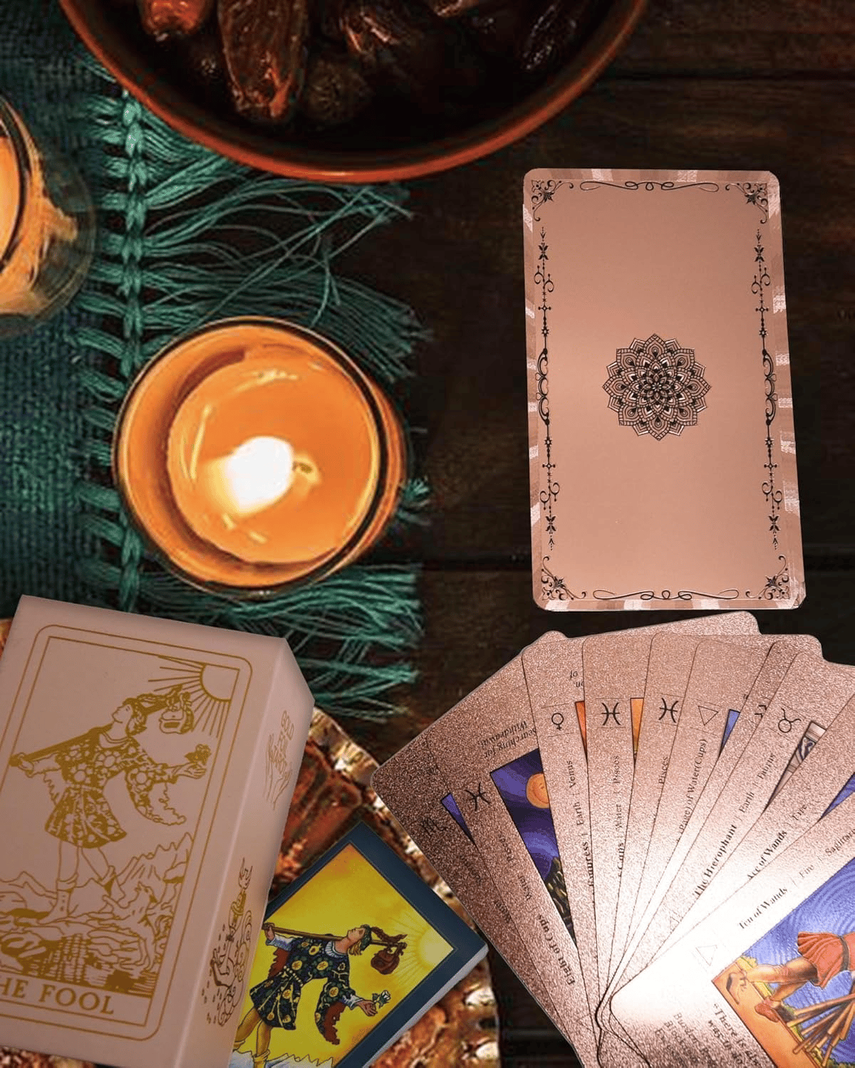🎨New 2026✨Rose Gold Tarot Cards with Guide Book Waterproof Wrinkle Resistant Foil Tarot Deck for Beginners Includes Chakras Planets Zodiac Signs Elements & Affirmations