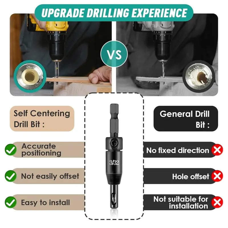 🛠️✨ 2026 Upgraded Self Centering Drill Bit Set (3PCS)