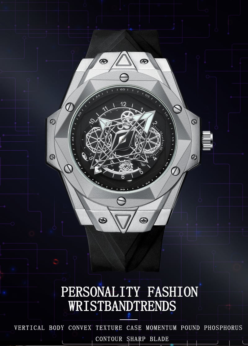 Men's watch without hands, black hole technology sense, luminous and waterproof