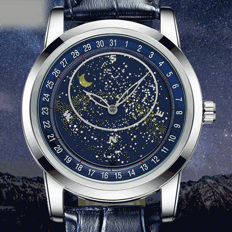🔥New Launch Special: 49% Off -- Men's Fashion Fully Automatic Mechanical Watch with Rotating Starry Sky Dial — Waterproof & Luminous