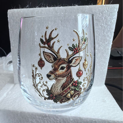 🎄✨ Christmas Glass Art Cup | Luxury Raised Holiday Glassware for Drinks, Decor & Christmas Gifts 🎁