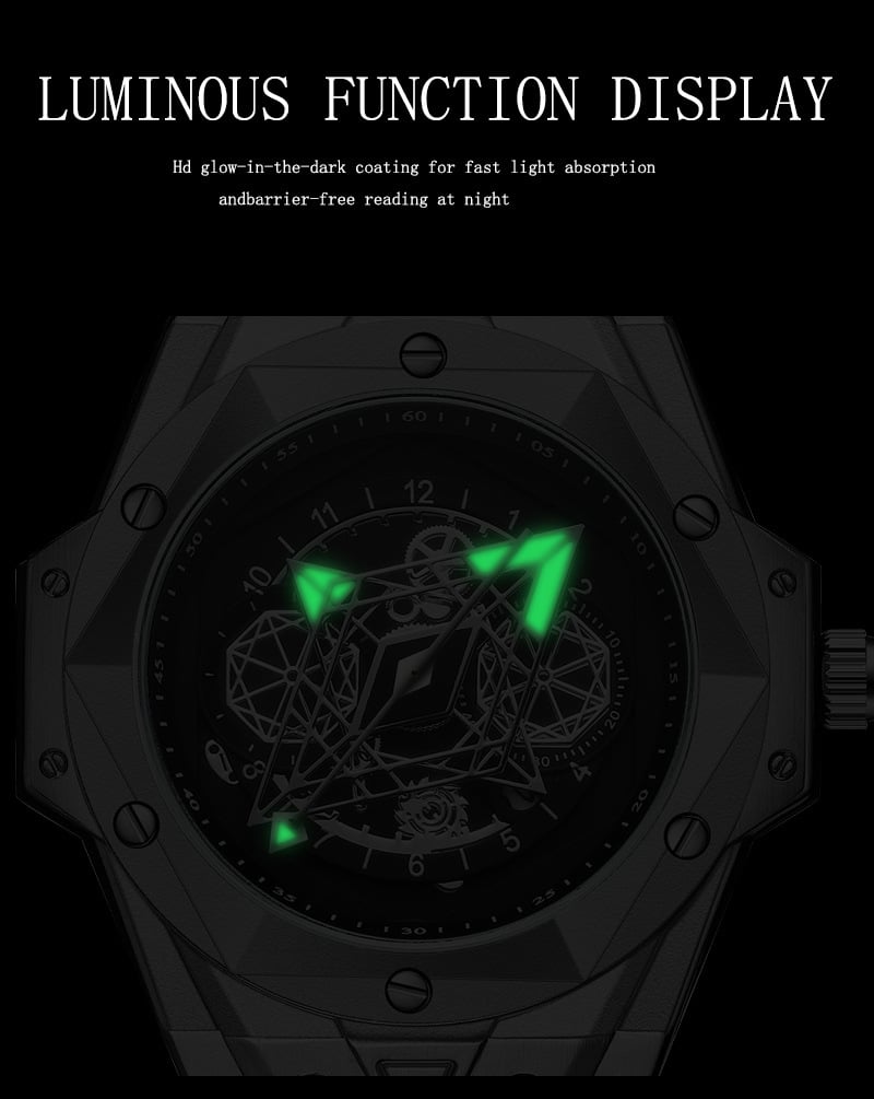 Men's watch without hands, black hole technology sense, luminous and waterproof