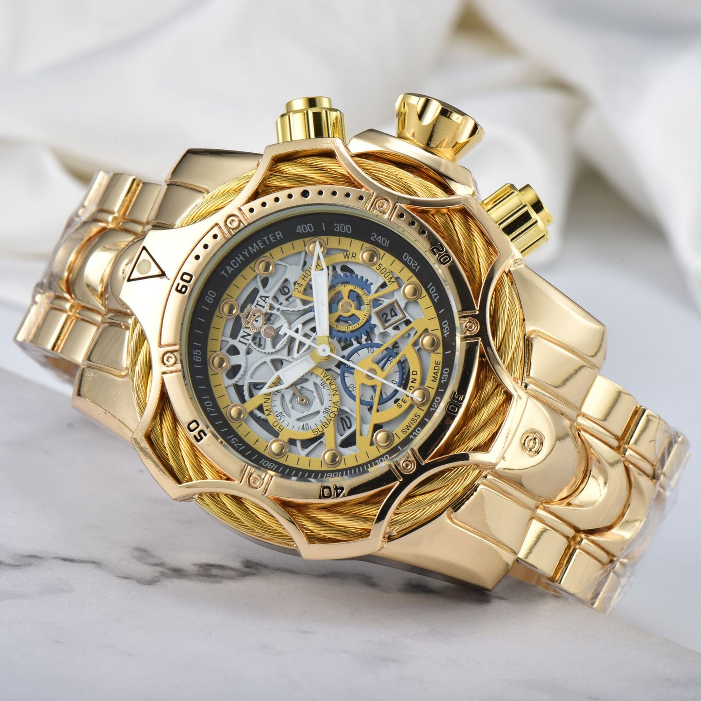 ⌚Men's Oversized Dial Stainless Steel Bracelet Sports Watch