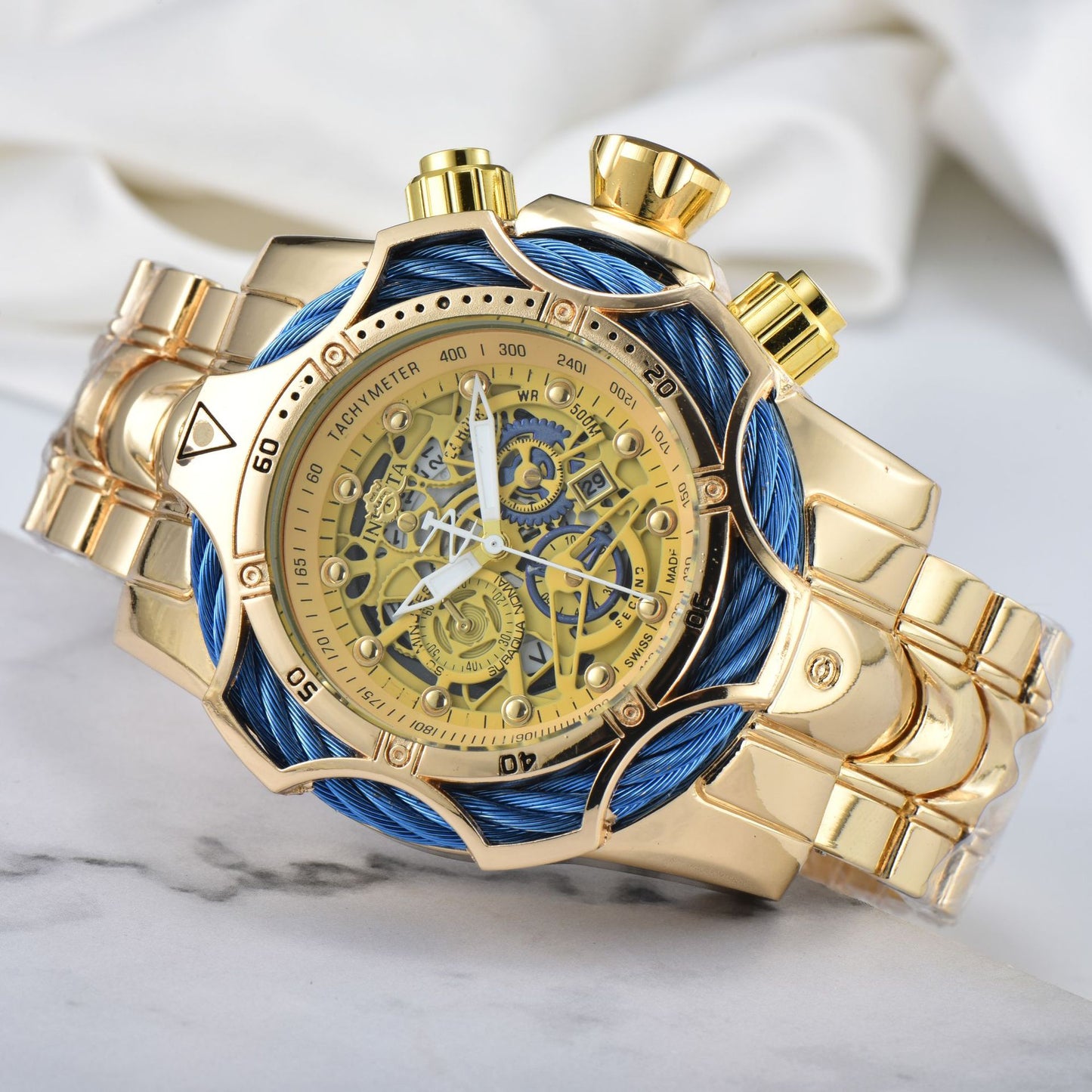 ⌚Men's Oversized Dial Stainless Steel Bracelet Sports Watch