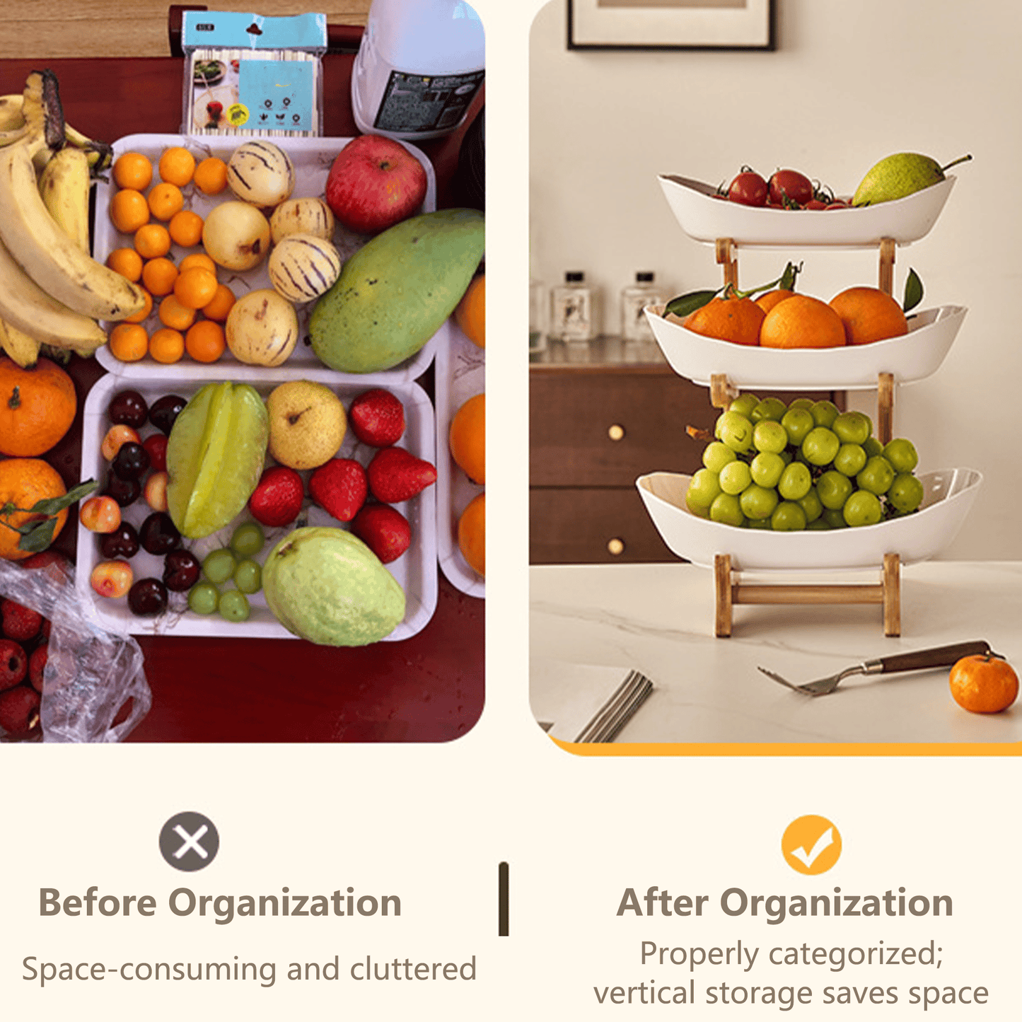 🔥Last Day 50% OFF🍓2-Tier / 3-Tier Fruit Basket, Countertop Fruit Bowl(Includes Stand