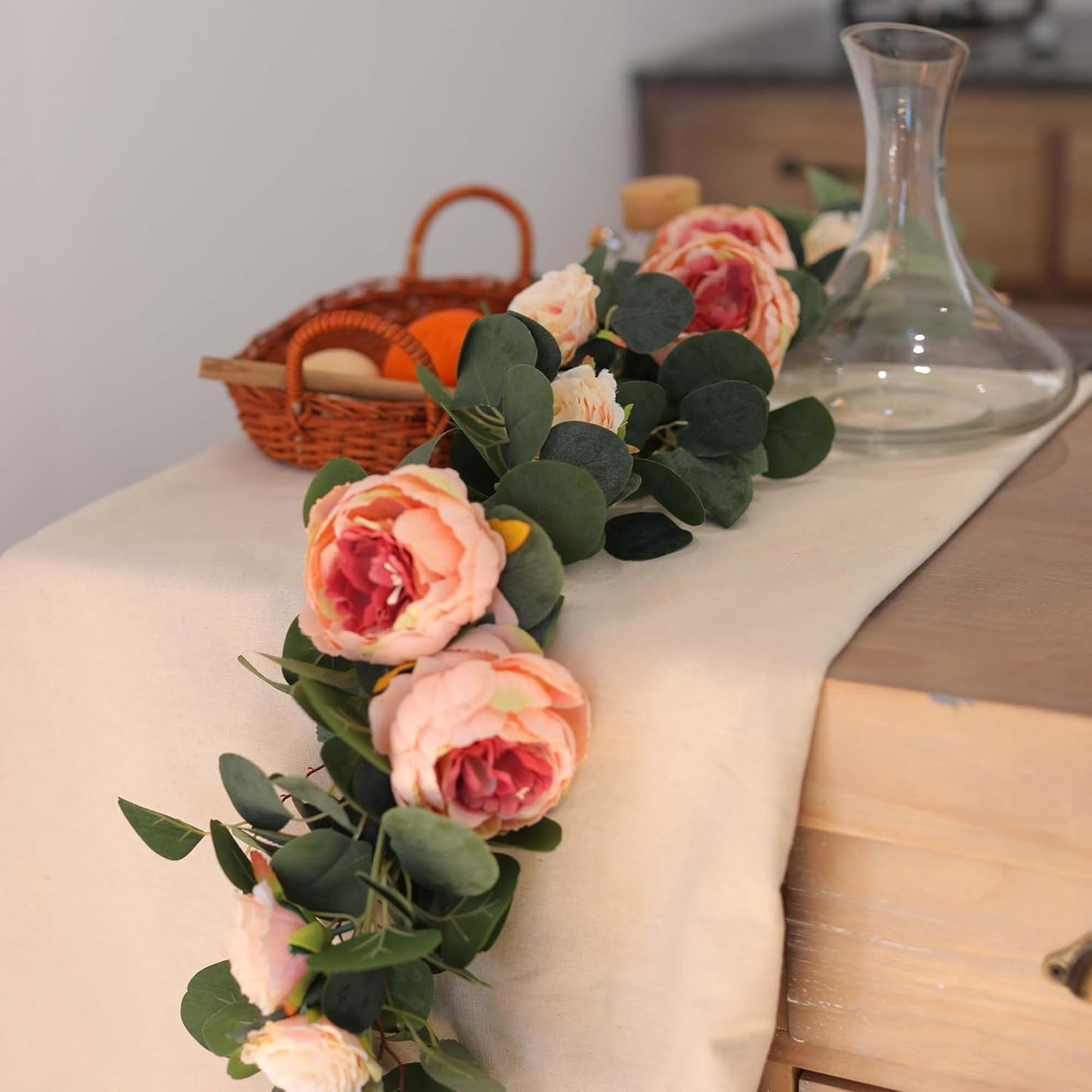 ✈️Free Shipping🌹Artificial Flowers Garland Spring Eucalyptus Garland Vintage Fake Flower Peony Rose Vine Greenery (2pcs)🦋