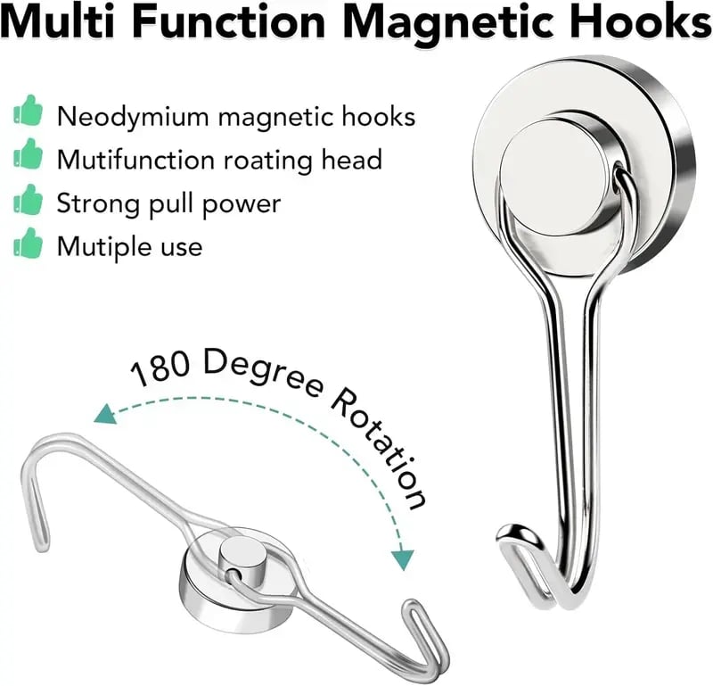 8/16 Pack Swivel Swing Magnetic Hooks 30LBS