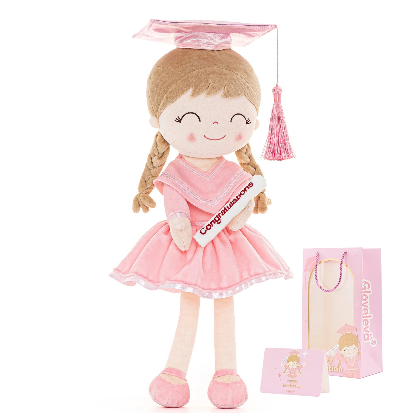 🎓💖 Graduation Girl Plush Doll – Pink Cap & Gown Keepsake Gift for Class of 2026