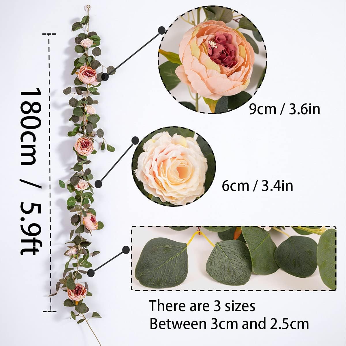 ✈️Free Shipping🌹Artificial Flowers Garland Spring Eucalyptus Garland Vintage Fake Flower Peony Rose Vine Greenery (2pcs)🦋