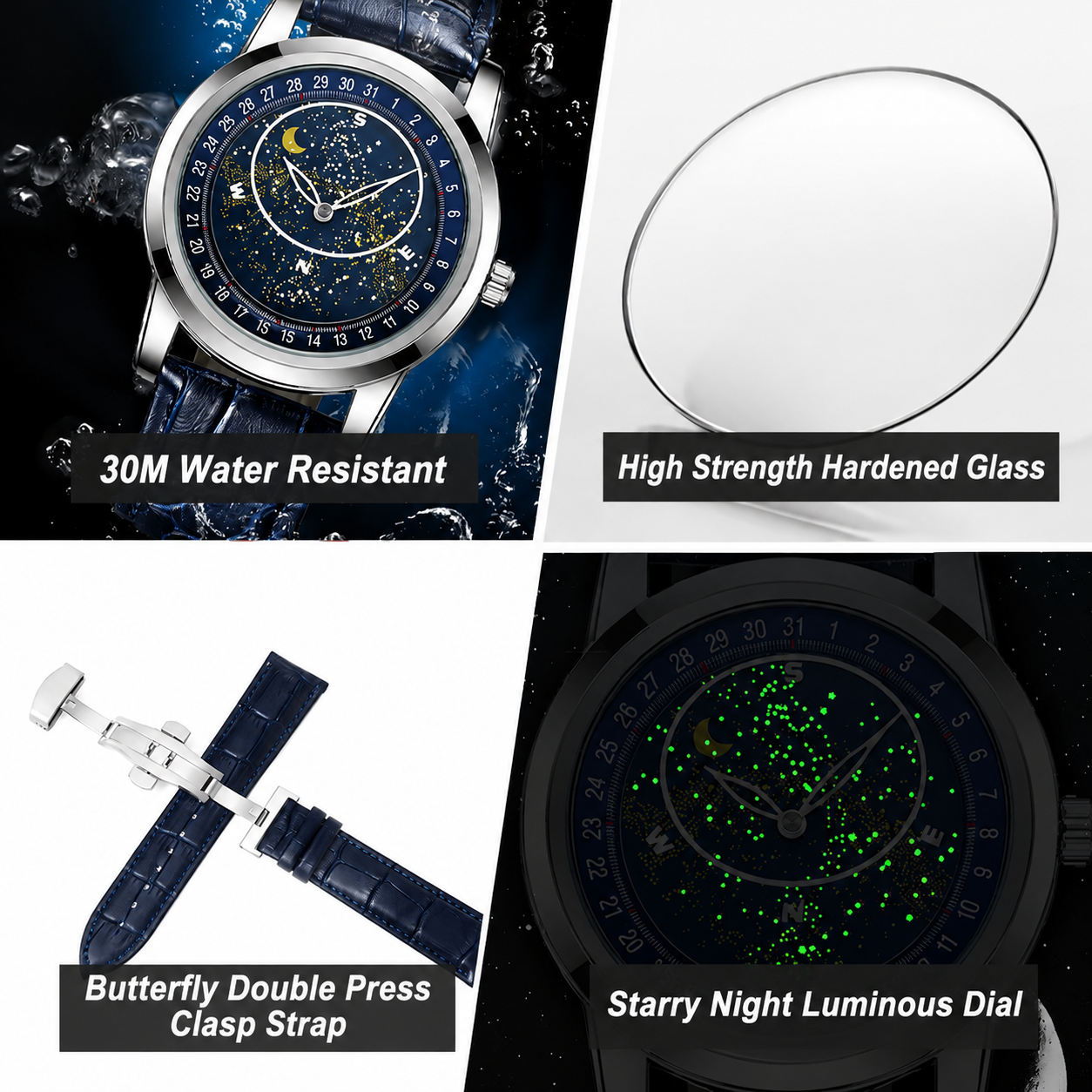 🔥New Launch Special: 49% Off -- Men's Fashion Fully Automatic Mechanical Watch with Rotating Starry Sky Dial — Waterproof & Luminous
