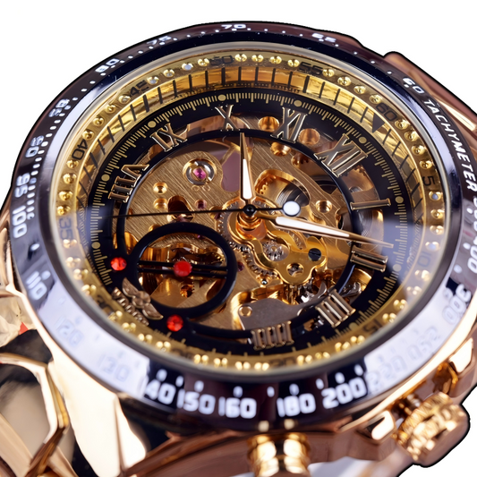 Men's Skeleton Automatic Mechanical Watch — Stainless Steel Strap