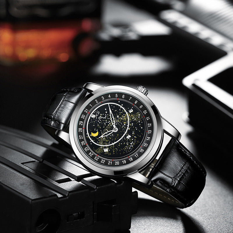 🔥New Launch Special: 49% Off -- Men's Fashion Fully Automatic Mechanical Watch with Rotating Starry Sky Dial — Waterproof & Luminous