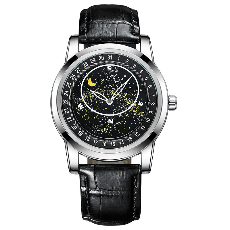 🔥New Launch Special: 49% Off -- Men's Fashion Fully Automatic Mechanical Watch with Rotating Starry Sky Dial — Waterproof & Luminous