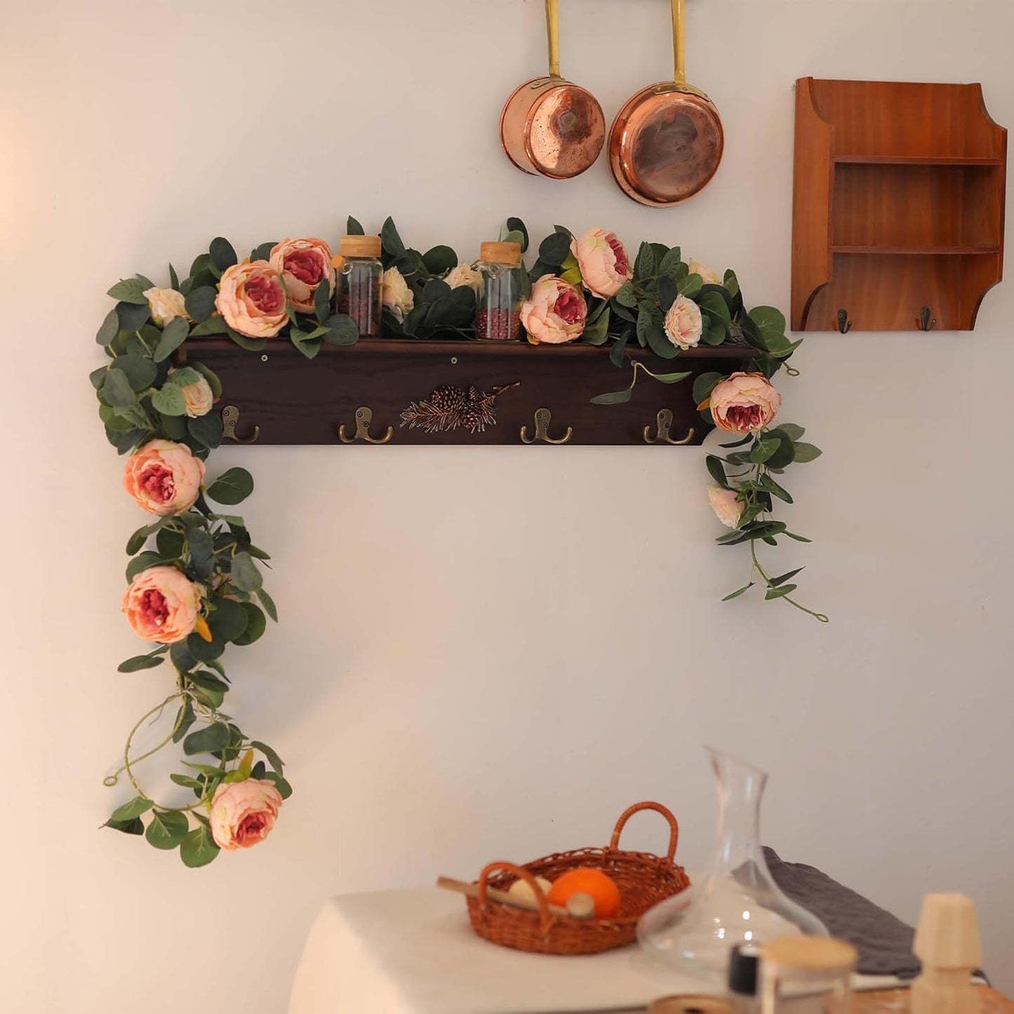 ✈️Free Shipping🌹Artificial Flowers Garland Spring Eucalyptus Garland Vintage Fake Flower Peony Rose Vine Greenery (2pcs)🦋