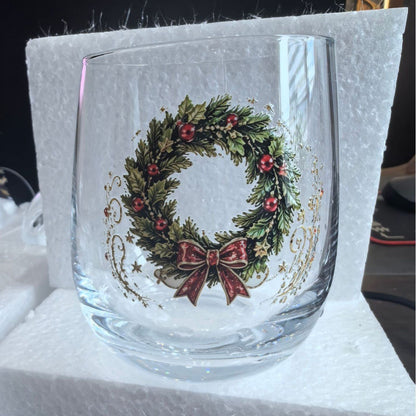 🎄✨ Christmas Glass Art Cup | Luxury Raised Holiday Glassware for Drinks, Decor & Christmas Gifts 🎁