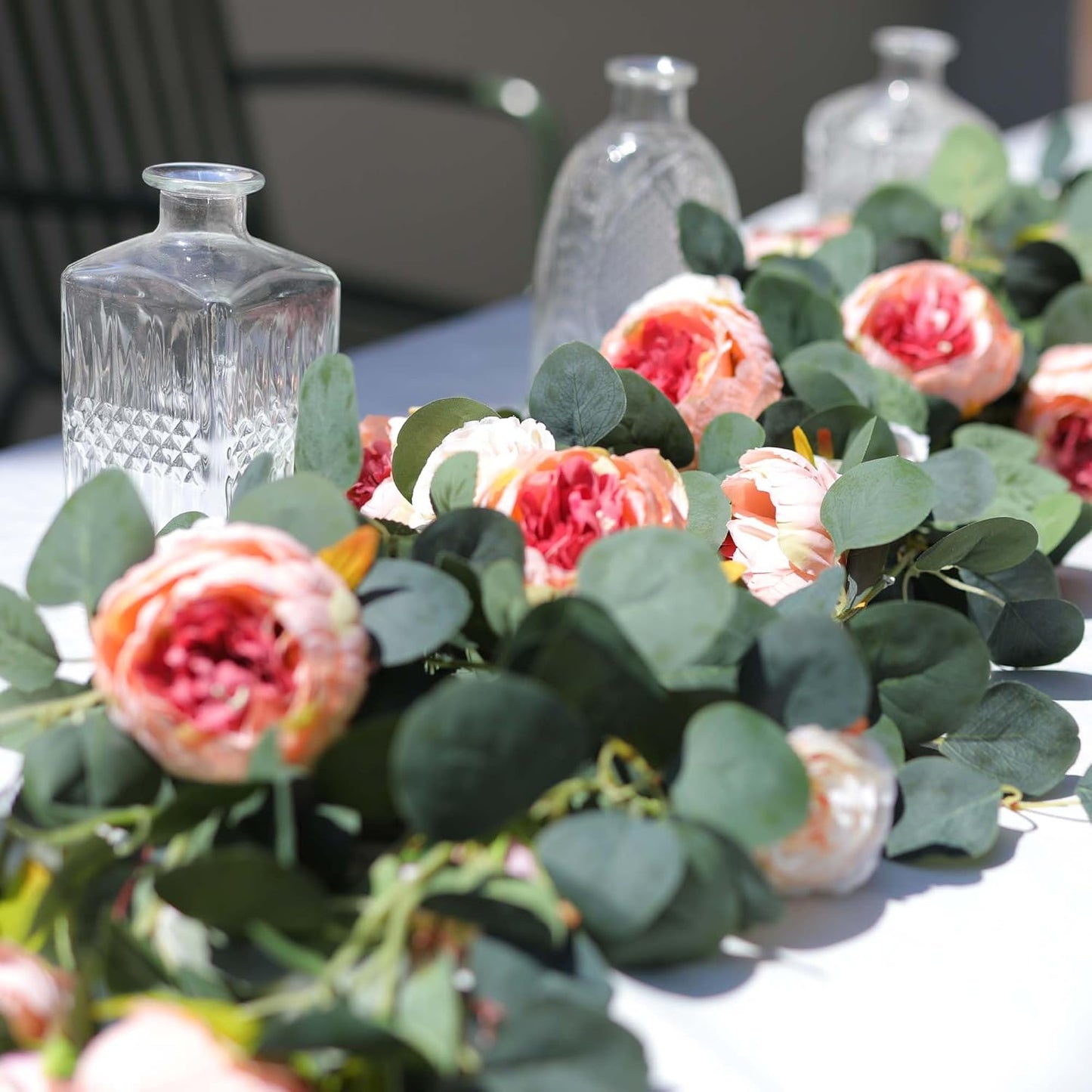 ✈️Free Shipping🌹Artificial Flowers Garland Spring Eucalyptus Garland Vintage Fake Flower Peony Rose Vine Greenery (2pcs)🦋
