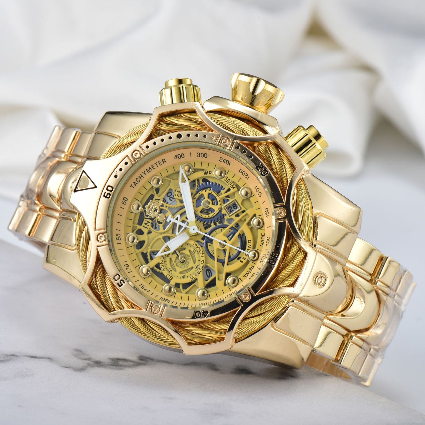 ⌚Men's Oversized Dial Stainless Steel Bracelet Sports Watch