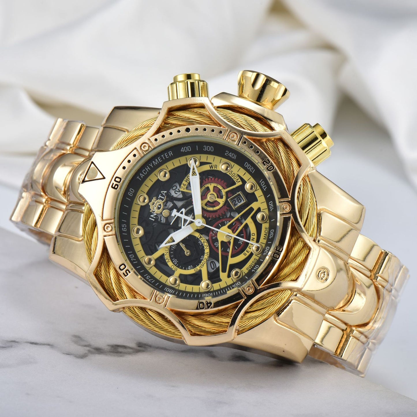 ⌚Men's Oversized Dial Stainless Steel Bracelet Sports Watch