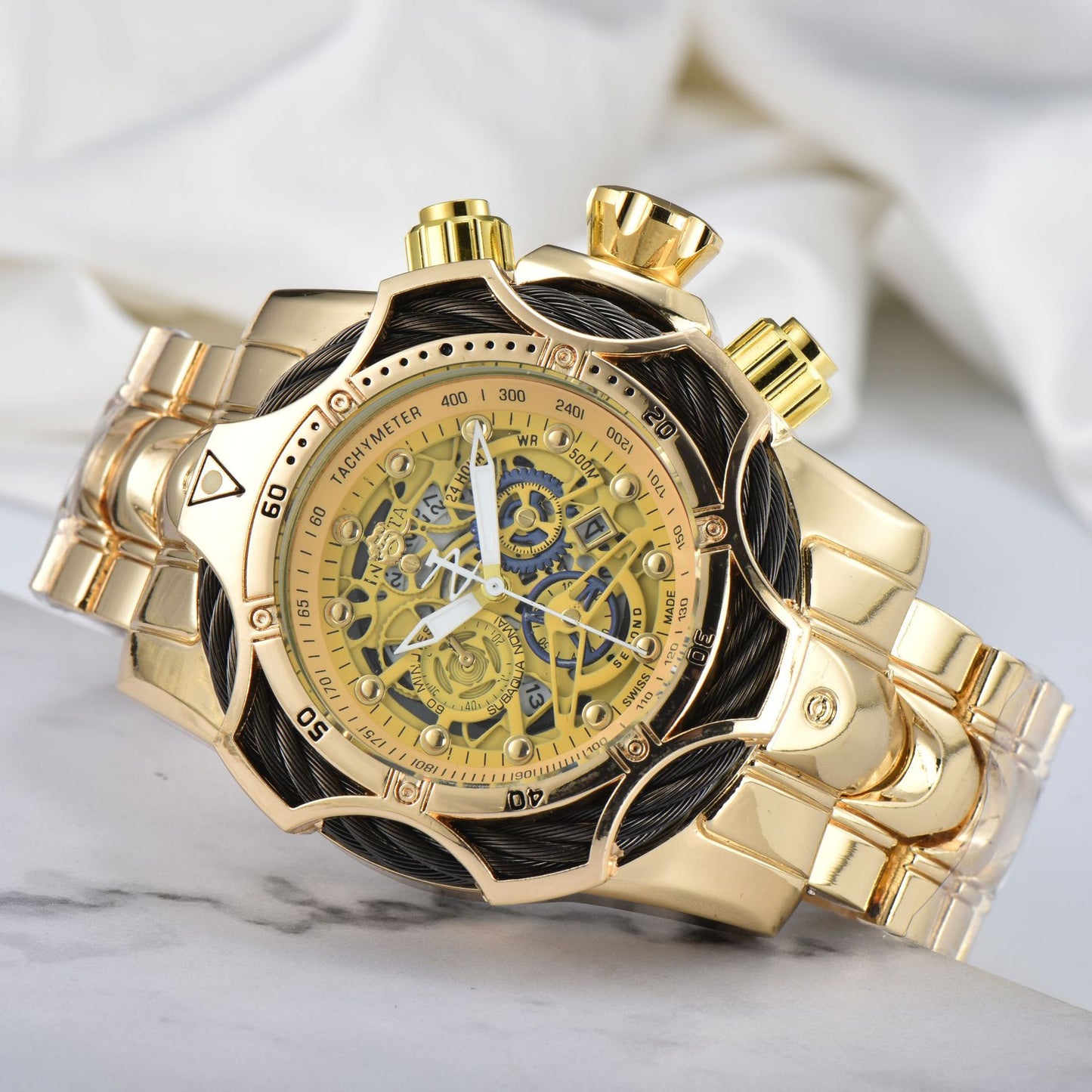 ⌚Men's Oversized Dial Stainless Steel Bracelet Sports Watch
