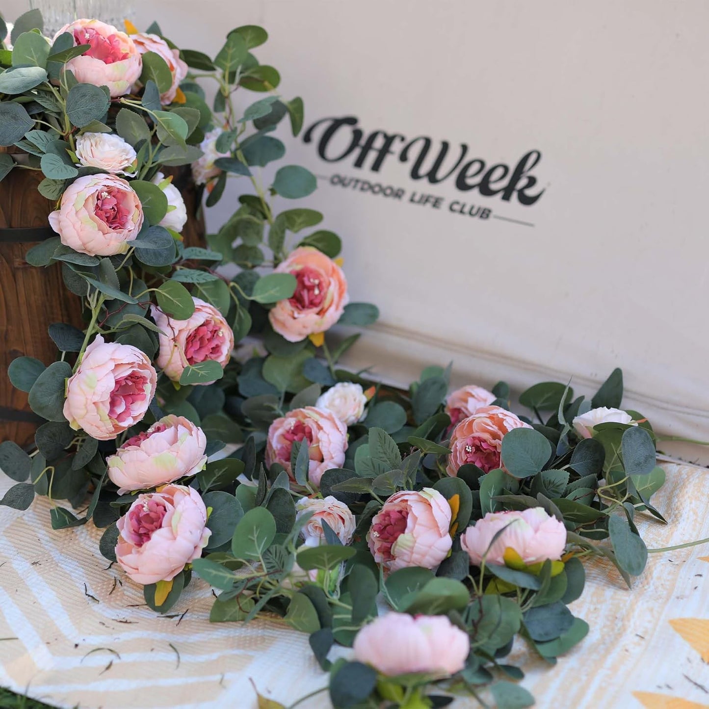 ✈️Free Shipping🌹Artificial Flowers Garland Spring Eucalyptus Garland Vintage Fake Flower Peony Rose Vine Greenery (2pcs)🦋