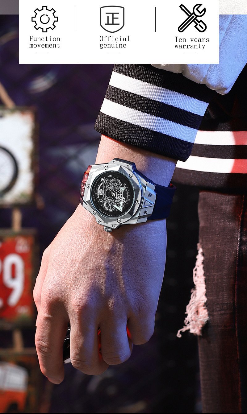 Men's watch without hands, black hole technology sense, luminous and waterproof