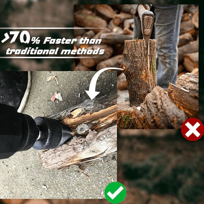 🔥 LAST DAY 49% OFF | Heavy-Duty Firewood Splitting Drill Bit Set - Split Firewood with Less Swinging and Strain💪