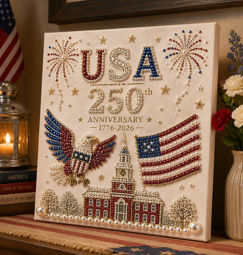 🔥LAST DAY 49% OFF - 🇺🇸 USA 250th Anniversary DIY Pearl Painting Kit ✨❤️‍🔥