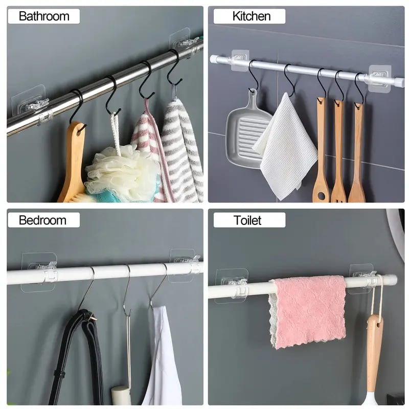 🚪8PCS Curtain Rod Brackets with Clips – Transparent Drapery Hooks