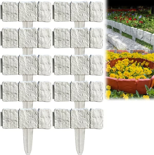 🔥Last Day: 49% OFF🔥Imitation Stone Garden Fence 🪨 | DIY Garden Edging Border 🌻🛠️