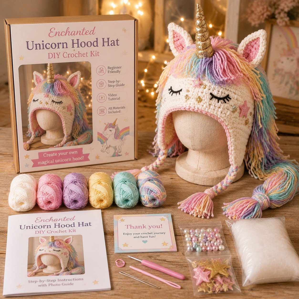 🔥Last Day 49% OFF - 🧵Fantasy Hood Hat DIY Crochet Kit – Create Your Own Magical Wearable Character Hat