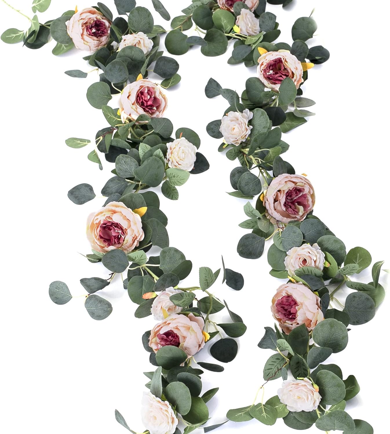 ✈️Free Shipping🌹Artificial Flowers Garland Spring Eucalyptus Garland Vintage Fake Flower Peony Rose Vine Greenery (2pcs)🦋