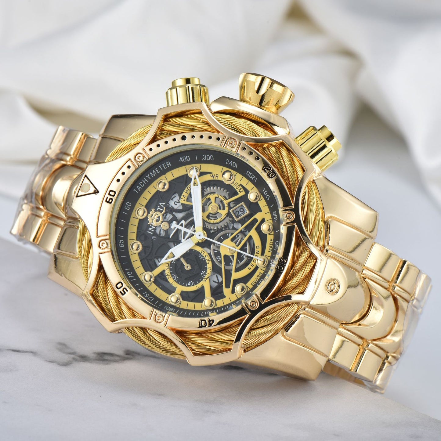 ⌚Men's Oversized Dial Stainless Steel Bracelet Sports Watch
