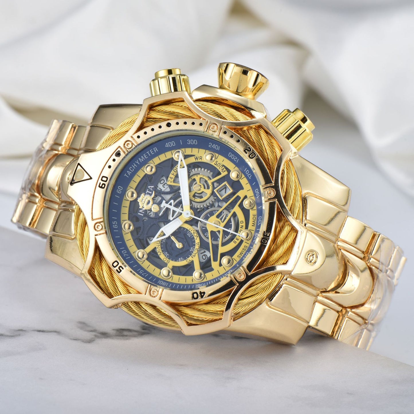 ⌚Men's Oversized Dial Stainless Steel Bracelet Sports Watch