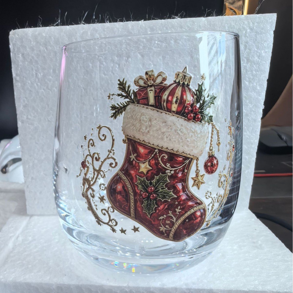 🎄✨ Christmas Glass Art Cup | Luxury Raised Holiday Glassware for Drinks, Decor & Christmas Gifts 🎁