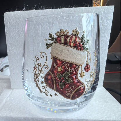 🎄✨ Christmas Glass Art Cup | Luxury Raised Holiday Glassware for Drinks, Decor & Christmas Gifts 🎁